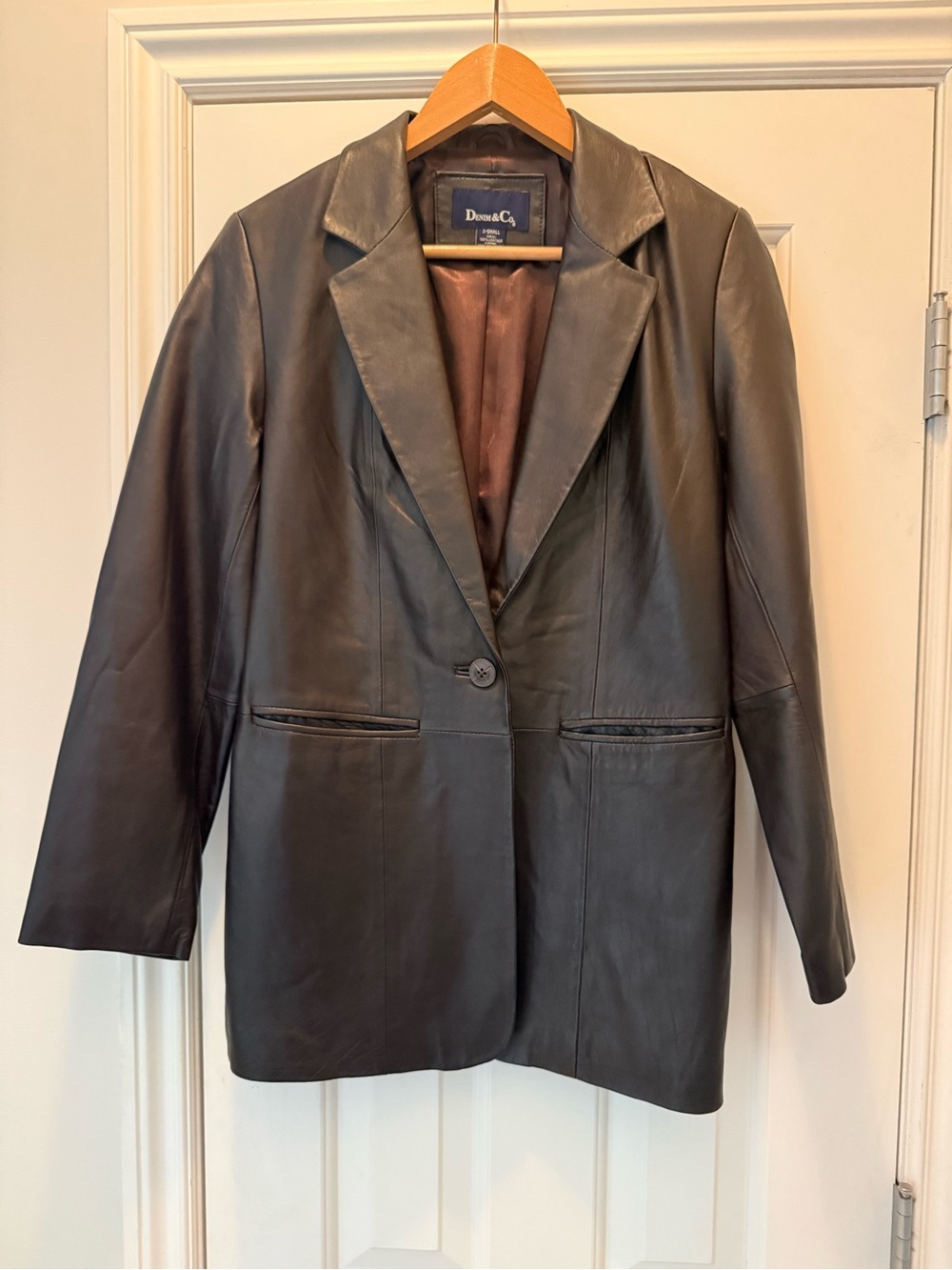 Women's dark brown 100% Leather Blazer